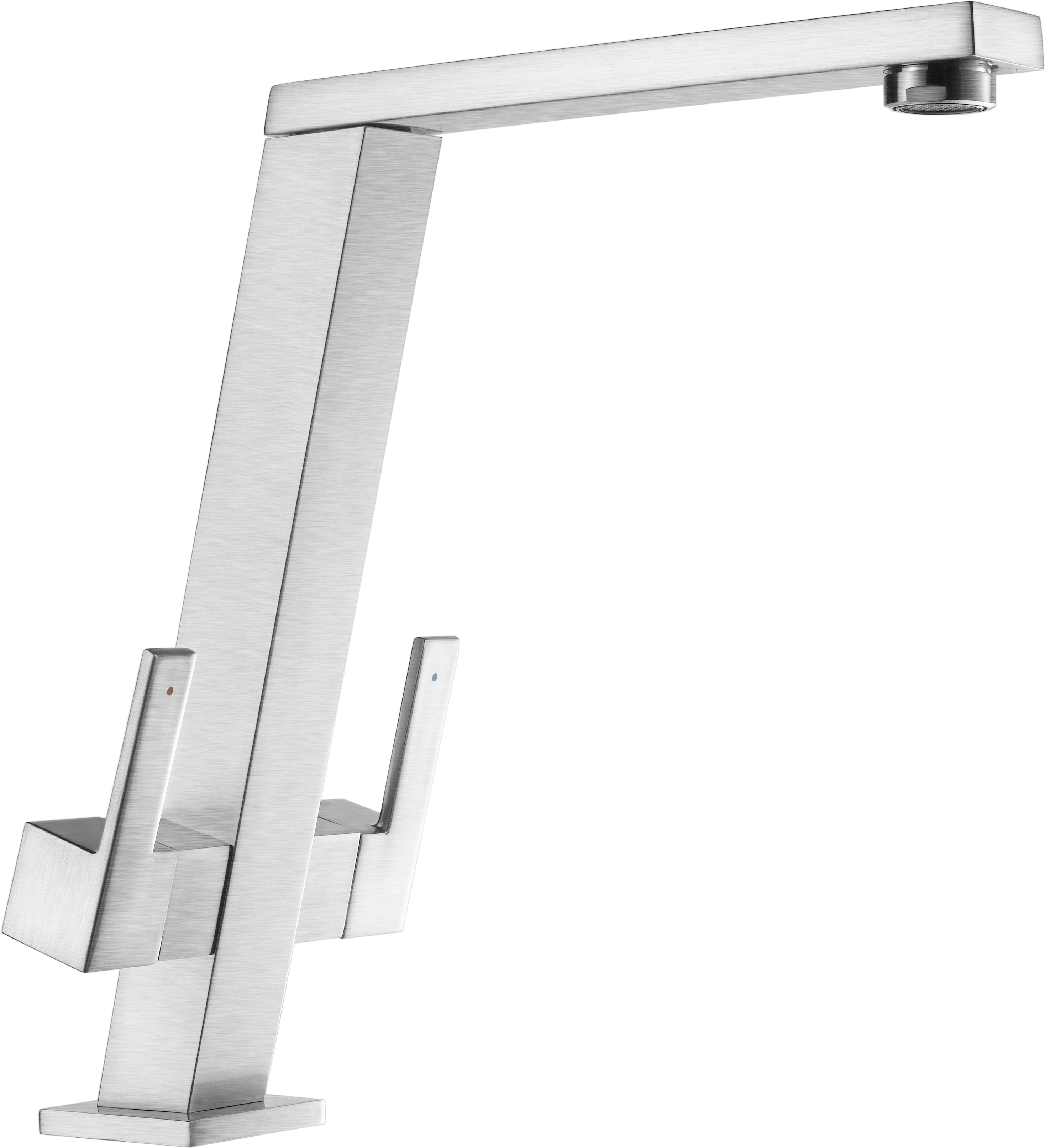 Brushed Steel Pendenza Angled Spout Kitchen Taps